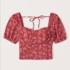 Abercrombie & Fitch Puff Sleeve Squareneck Top